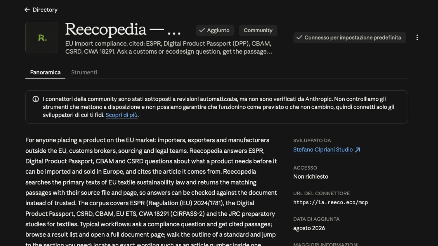 Naš alat Reecopedia sada je također naveden u Anthropic direktoriju